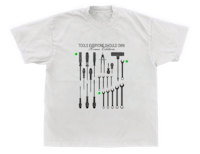 a white t - shirt with tools on it
